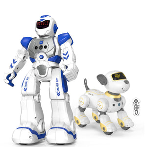 Remote Control Robot Toys Set, Smart Interactive Dog Toy and Blue RC Toy for Kids