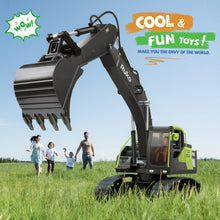 Load image into Gallery viewer, Remote Control Excavator Toys for Boys, 2.4Ghz RC Construction Vehicles with Metal Shovel &amp; Simulated Lights Gift for Kids
