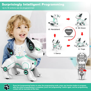 Remote Control Robot Dog Toy, RC Dog Programmable Smart Interactive Robotic Pets, RC Stunt Robot Toys Dog Imitates, Green