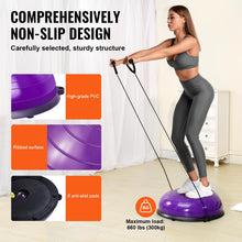 Load image into Gallery viewer, VEVOR 23-inch Half Exercise Ball Trainer, 660 lbs Capacity Balance Ball, Includes Resistance Bands- Purple
