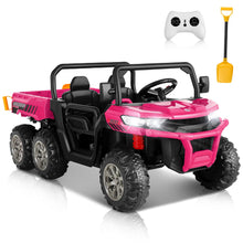 Load image into Gallery viewer, 24V Ride On Dump Truck 2 Seater, XXL, 6 Anti-Slip Wheelers, Kids Electric UTV with Dump Bed, Shovel, Music Player, LED Light, Pink
