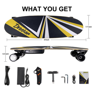 Electric Skateboards, Longboard Cruiser with Remote Control, 700W Dual Motor, Top Speed18 MPH12Miles Range 4 Speeds Adjustment, Electric Skateboards