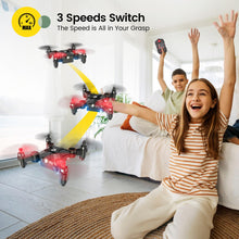 Load image into Gallery viewer, Foldable Mini Nano RC Drone for Kids Gift Portable Pocket Quadcopter with Altitude Hold 3D Flips and Headless Mode Easy to Fly for Beginners
