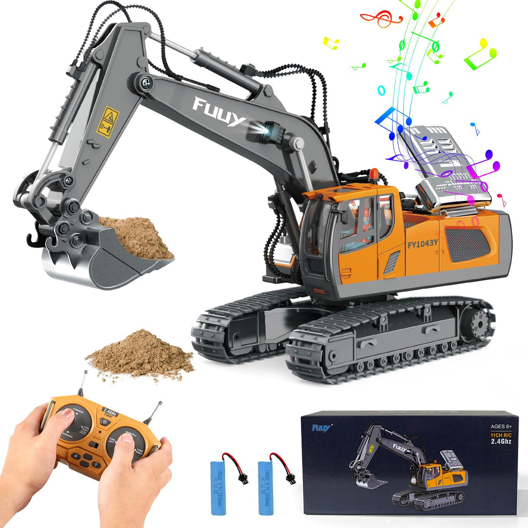 RC Excavator Toy Boys Toys Age 4-6, Remote Control Excavator Toys for Boys 3-5 Year Old RC Construction Vehicles Toys