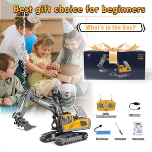 RC Excavator Toy Gifts Remote Control Excavator Toys for Boys 3-5 Year Old RC Construction Toys