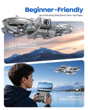 Load image into Gallery viewer, Mini Drone with HD FPV Camera, Beginner Friendly RC Quadcopter for Teens Adults, 90° Tilt Lens, Altitude Hold, One Key Takeoff, 3D Flips, 3 Speed Modes, 2 Batteries 25 Mins Flight, Indoor Outdoor Gift (Gray)
