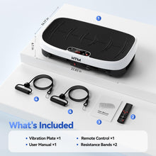 Load image into Gallery viewer, HTM Curved Vibration Plate Exercise Machine, Whole Body Shake Plate with 150W Motor &amp; Resistance Band, 330lbs Weight Capacity, 120 Speeds, Low Noise Vibration Board for Weight Loss, Home Fitness
