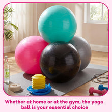Load image into Gallery viewer, Leyndo 4 Pcs 26 Inch Yoga Exercise Ball Pilates Pregnancy Birthing Fitness Ball -(Black Green Pink Gray)
