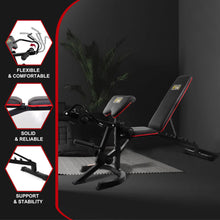 Load image into Gallery viewer, Fitvids Adjustable Weight Bench for Home Gym, 6-Position Utility Workout Bench with Leg Extension and Curl Machine, Preacher Pad, V-Handle, Weight Plate Holder, Heavy Duty Frame for Full Body Exercise
