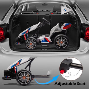36V Licensed BMW Electric Go Kart, 7.5 MPH Drift Kart with 400W Motor, Outdoor Drift-able for 6 Years Old, White