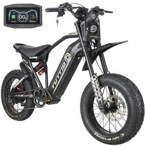 Electric-Motorcycle for Adults-Teens Age 16+, 60V 4000W Peak Moped-Style-Ebike, 43-49MPH, 20" Fat-Tire-Electric-Bike, 1500Wh