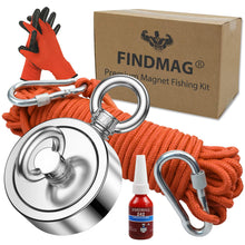 Load image into Gallery viewer, FINDMAG 1000 LBS Magnet Fishing Kit, 2.95 Inch Double Sided Fishing Magnet
