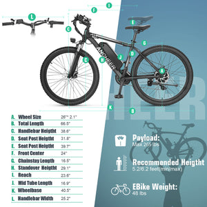 Electric Bike for Adults, Peak 750W Ebike, 3H Fast Charge, 55 Miles, 22MPH Electric Bicycle, 48V 499Wh Battery
