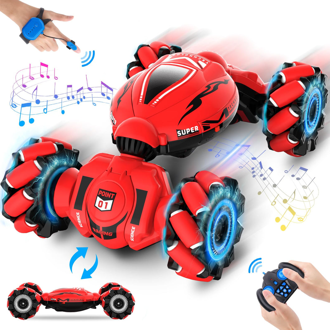 RC Car Toys for Boys Girls 6-12, Birthday Xmas Gifts for 6 7 8 9 10 11 12 Years Old, Gesture Sensing RC Stunt Car with Lights