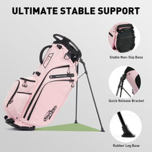 Load image into Gallery viewer, KeyOpen Lightweight Golf Stand Bag, 14 Way Golf Bags with Full Length Dividers for Men Women, Encrypted 900D Weather-Proof Club Carry Bag with Ergonomic Dual Strap, Cooler Pockets, 9 Pockets, Pink

