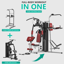 Load image into Gallery viewer, ULTRA FUEGO Multifunctional Home Gym Equipment Workout Station (138lb Black Home Gym Station with Power Tower)
