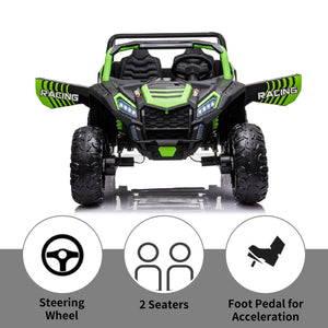 24V 10Ah 2-Seater Ride on Car for Big Kids, Ride on Toy with Remote Control, 4WD Battery Powered Electric Vehicle for Kids, Green