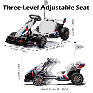 36V Licensed BMW Electric Go Kart, 7.5 MPH Drift Kart with 400W Motor, Outdoor Drift-able for 6 Years Old, White