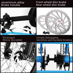 Adult Tricycle 20 Inches, Blue Fat Tire Trikes, Family Transport Off-Road Three-Wheeled Bicycles, Cruise 3 Wheel