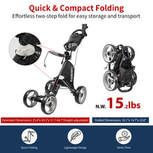 Load image into Gallery viewer, Caddytek Explorer V8 Golf Push Cart - Superlite 4 Wheel Aluminum Foldable Cart with Adjustable Front Wheel Width, Foot Brake, Cooler Basket, Umbrella Holder, Drink Holder, Scorecard Console
