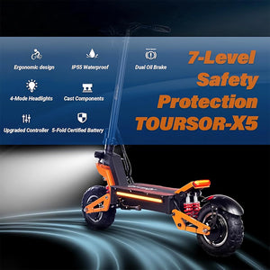 Electric Scooter with Seat for Adults, 6000w Dual Motor Electric Scooter with 74 Miles Range Battery Up to 52 Mph, Folding 11" Off Road Tires