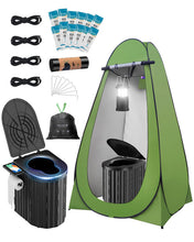 Load image into Gallery viewer, Portable Toilet with Privacy Tent Urine Gel &amp; Leak-Proof Bags, Camping Lantern – Odorless Camping Toilet for Adults &amp; Kids, Outdoor Travel Potty
