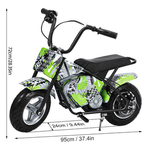 Electric Motorcycle, 250W Kids Electric Dirt Bike, 24V Ride on Toys for Big Kids Off-Road Bike Motocross, Green
