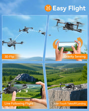 Load image into Gallery viewer, Drone with Camera for Kids - Foldable Mini Drones for Beginners or Adults, 1080P HD RC Quadcopter, w/2 Batteries and Storage Case
