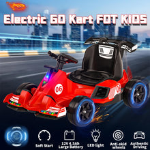 Load image into Gallery viewer, 12V Electric Go Kart for Kids, Electric Pedal Kart with Remote Control, Music, Lights, Accelerator and Brake (White)
