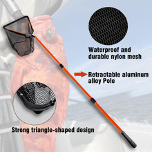 Load image into Gallery viewer, Fiblink Folding Aluminum Fishing Landing Net Fish Net with Extending Telescoping Pole Handle (Orange-Extend Length: 59-118 inches)
