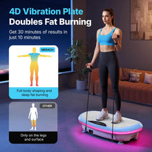 Load image into Gallery viewer, MERACH Vibration Plate Exercise Machine, 4D Whole Body Workout Vibrating Platform for Lymphatic Drainage Weight Loss Muscle Activation, Home Fitness Equipment with Bluetooth Light Pull Cord
