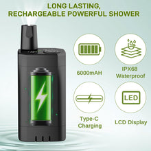 Load image into Gallery viewer, Portable Camping Shower,Upgraded Extra Large Pop Up Privacy Tent Kit with LED Light and Foldable Toilet, 6000mAh LCD Screen Shower Pump, 5.3 Gallons Bucket, Outdoor Shower for Hiking, Travel, Car
