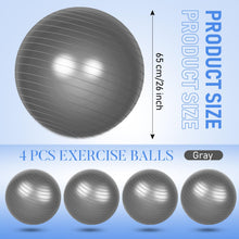 Load image into Gallery viewer, Leyndo 4 Pcs 26 Inch Yoga Exercise Ball Pilates Pregnancy Birthing Fitness Ball -(Gray)
