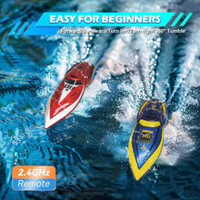 Load image into Gallery viewer, LAFALA Mini Remote Control Boat RC Boat 2.4Ghz 360 Rotating bulit-in Rechargeable Battery Swimming, Red
