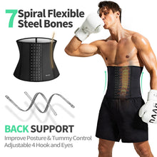 Load image into Gallery viewer, BVVU Waist Trainer for Men Waist Trimmer Tummy Control Sauna Sweat Belt Stomach Wrap Lower Belly Fat Back Support Black

