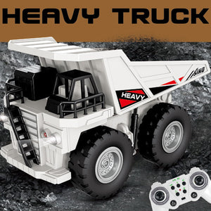 Remote Control Dump Truck, 11CH RC Dump Truck for Boys & Girls, 1:24 Scale RC Construction Vehicle Toy, White