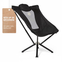 Load image into Gallery viewer, CLIQ EpiQ High Back Camping Chair with Pillow, Portable Folding, Black
