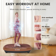 Load image into Gallery viewer, EILISON FitMaxx 3D XL Vibration Plate Exercise Machine - Whole Body Workout Vibration Platform w/Loop Bands - Lymphatic Drainage Machine for Weight Loss, Shaping, Recovery (Fitmaxx Brown, 818)
