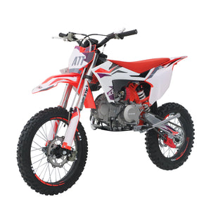 125CC Dirt Bike Powered by ZONSEN Engine, 4-Speed Manual Clutch, Kick Start, Big 17“/14” Tires (Fully Assembly, White)