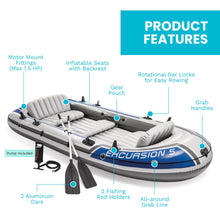 Load image into Gallery viewer, INTEX Excursion 5-Person Inflatable Fishing Boat River Raft Set with Oars
