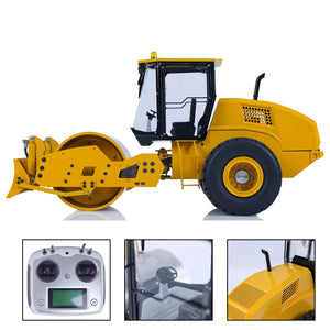 1/12 RC Hydraulic System Road Roller Cs11 Metal Remote Control Construction Vehicles Motor Servo ESC Light Sound System