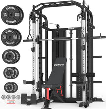 Load image into Gallery viewer, DONOW Smith Machine with Weight Stacks, Power Cage Home Gym System ,Iron Weight Plates 240lbs
