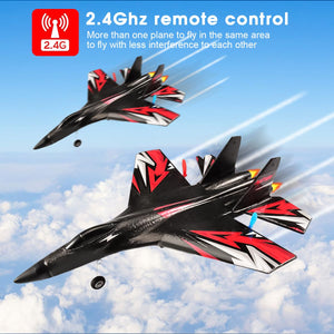 New Upgrade SU27 RC Airplane, Remote Control Fighter Toys, 2.4GHz 6-axis Gyro Stabilizer RTF Glider Aircraft Plane