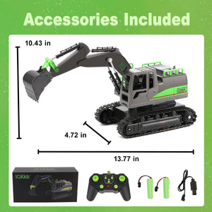 Remote Control Excavator Toys for Boys 4-7 Yrs Old - Best Birthday for Kids 3 5 8 9 10+, Metal Shovel Construction Vehicles