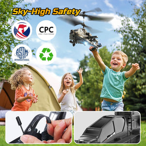 RC Helicopter for Kids & Adults, Military Remote Control Helicopter Toy with LED Lights, 2 Batteries & USB-C Charging, 26 Mins Flight