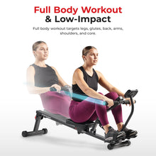 Load image into Gallery viewer, Sunny Health &amp; Fitness Smart Compact Adjustable Rowing Machine -Black
