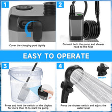 Load image into Gallery viewer, vignuto Portable Shower for Camping, Rechargeable Camping Shower kit with LED Display of Battery Level and Temperature, Lasting-150 Mins, Suitable for Outdoor Shower, Pet Bath, Car Washing
