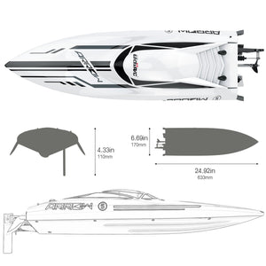 25" RC Brushless 30 MPH High Speed Boat Large Racing Remote Control Boat for Adults Kids