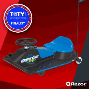Razor Crazy Cart Shift Electric Go Kart for Kids Ages 6+ - 12V Drifting System, High/Low Speed Switch, Black/Blue
