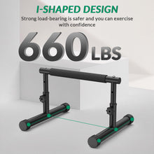Load image into Gallery viewer, IMAYCC Push Up Bar, Adjustable 7.5" and 10.6" High Parallettes Bars &amp; Dip Bar With Full-Cover Foam Grips

